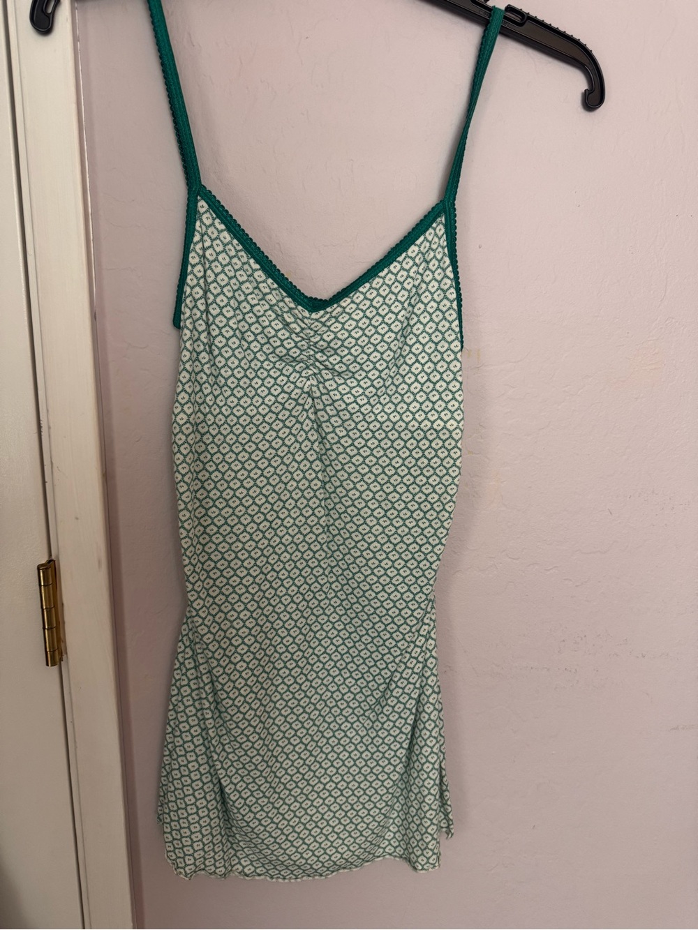 Puella brand Geo-Print spaghetti strap  with pretty Green Trim